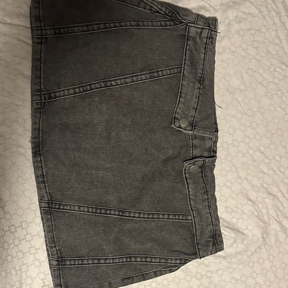Gray Denim Mini Skirt